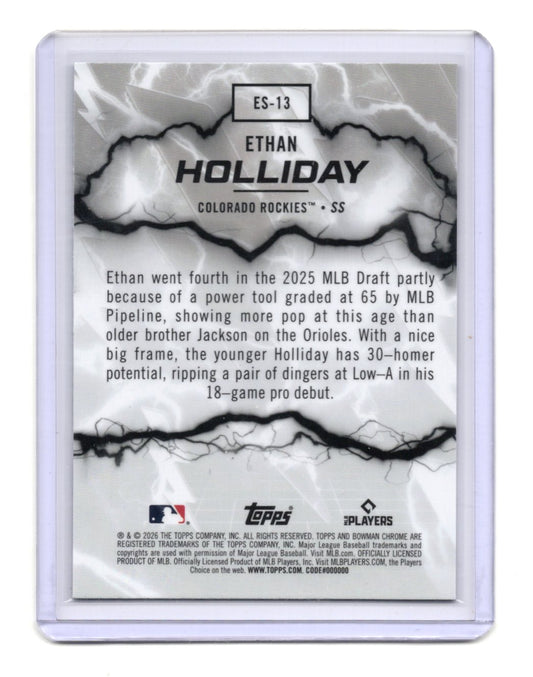 2026 Bowman Chrome Electric Sluggers Ethan Holliday #ES-13 Colorado Rockies