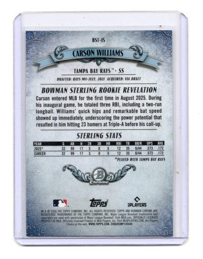 2026 Bowman Carson Williams Card Bowman Sterling Tampa Bay Rays #BST-15