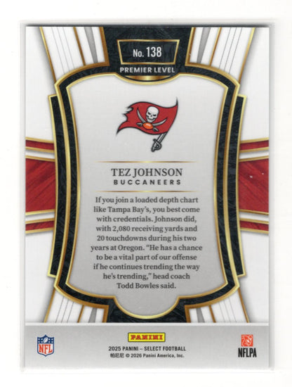 2025 Panini Select Tez Johnson Card Tampa Bay Buccaneers #138