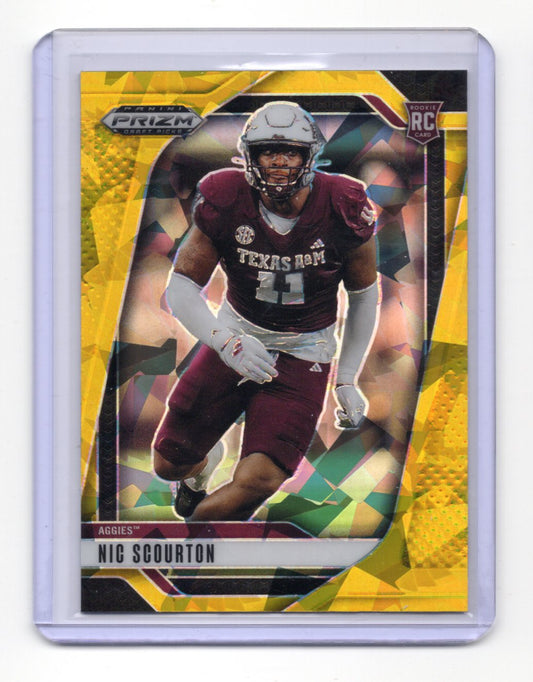 2025 Panini Prizm Draft Picks Nic Scourton Card Prizms Gold Ice Aggies #131