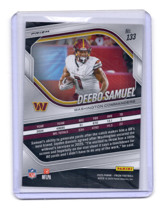 2025 Panini Prizm Deebo Samuel Card Lazer Washington Commanders #133