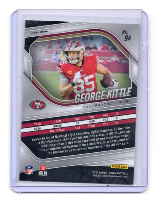 2025 Panini Prizm George Kittle Card Lazer San Francisco 49ers #94