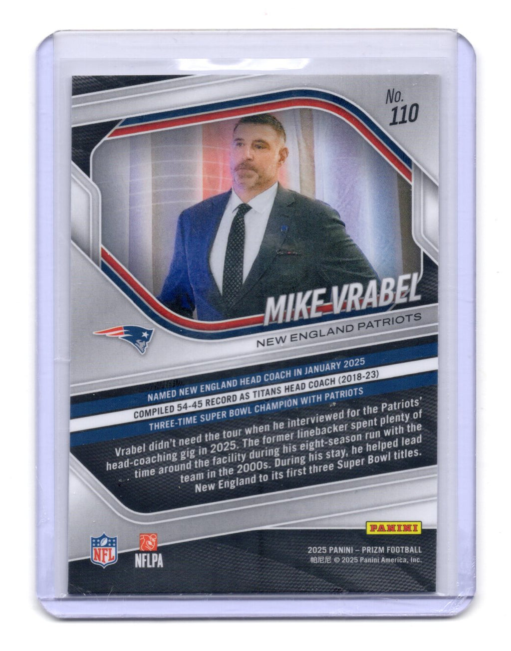 2025 Panini Prizm Mike Vrabel Card New England Patriots #110
