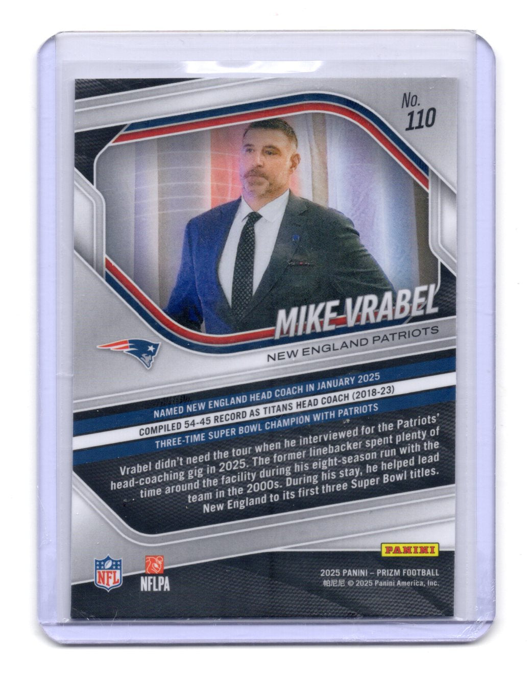2025 Panini Prizm Mike Vrabel Card New England Patriots #110