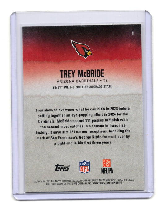 2025 Topps Signature Class Trey McBride Card Blue & Yellow Arizona Cardinals #1