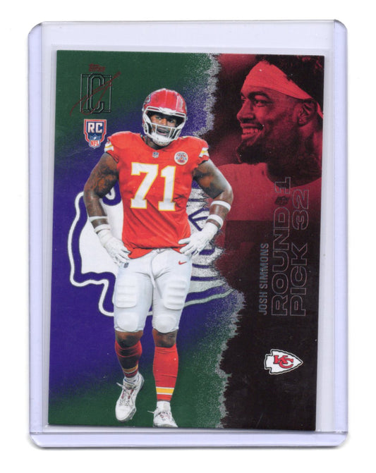 2025 Topps Signature Class Josh Simmons Card Green & Purple RC Chiefs #186