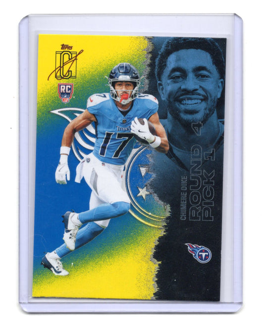 2025 Topps Signature Class Chimere Dike Card Blue & Yellow RC  Titans #182