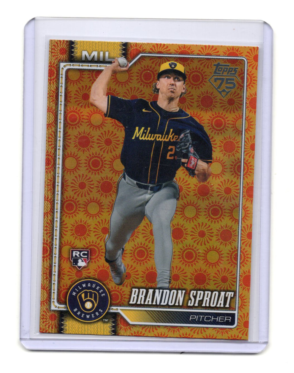 2026 Topps Series 2 Brandon Sproat #534 Orange Sun Holo Foil Brewers RC