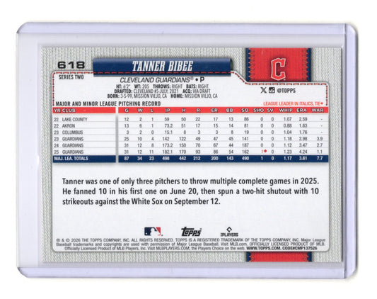 2026 Topps Series 2 Tanner Bibee #618 Orange Sun Parallel Guardians