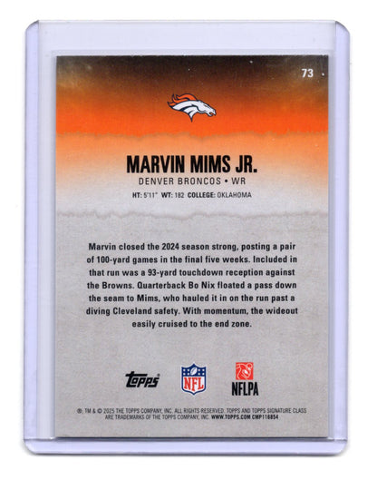 2025 Topps Signature Class Marvin Mims Jr. Card Green & Purple Broncos #73