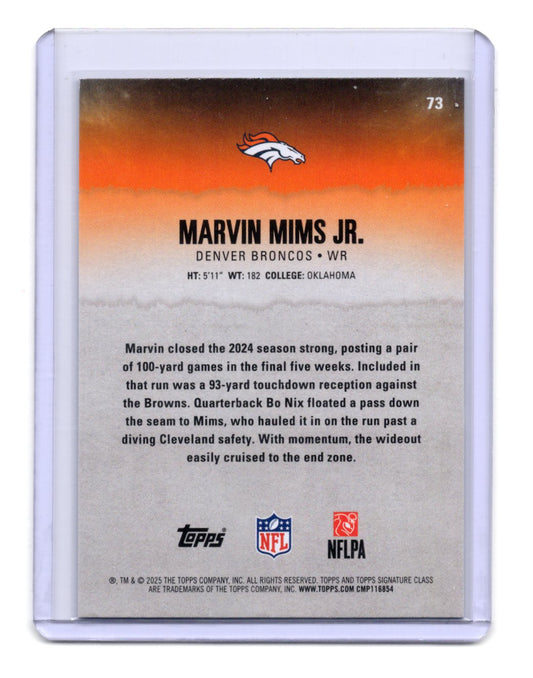2025 Topps Signature Class Marvin Mims Jr. Card Green & Purple Broncos #73