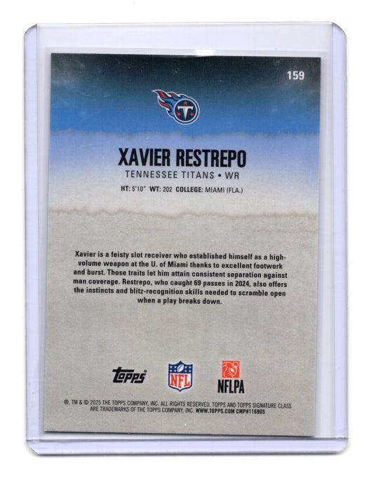 2025 Topps Signature Class Xavier Restrepo Card Chrome RC Titans #159