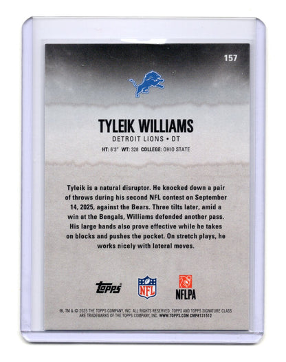 2025 Topps Signature Class Tyleik Williams Card Green & Purple RC  Lions #157
