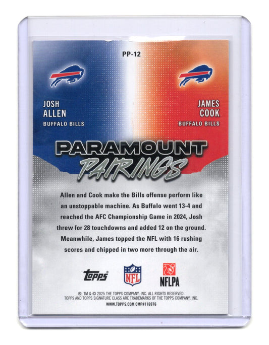 2025 Topps Signature Class James Cook / Josh Allen Card Paramount Pairings