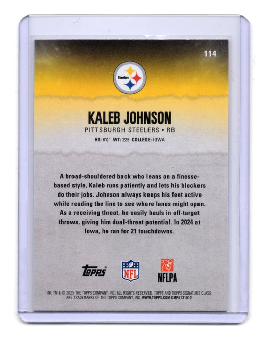 2025 Topps Signature Class Kaleb Johnson Card Blue & Yellow RC  Steelers #114