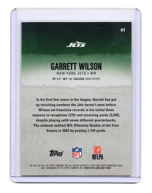 2025 Topps Signature Class Garrett Wilson Card Blue & Yellow New York Jets #41