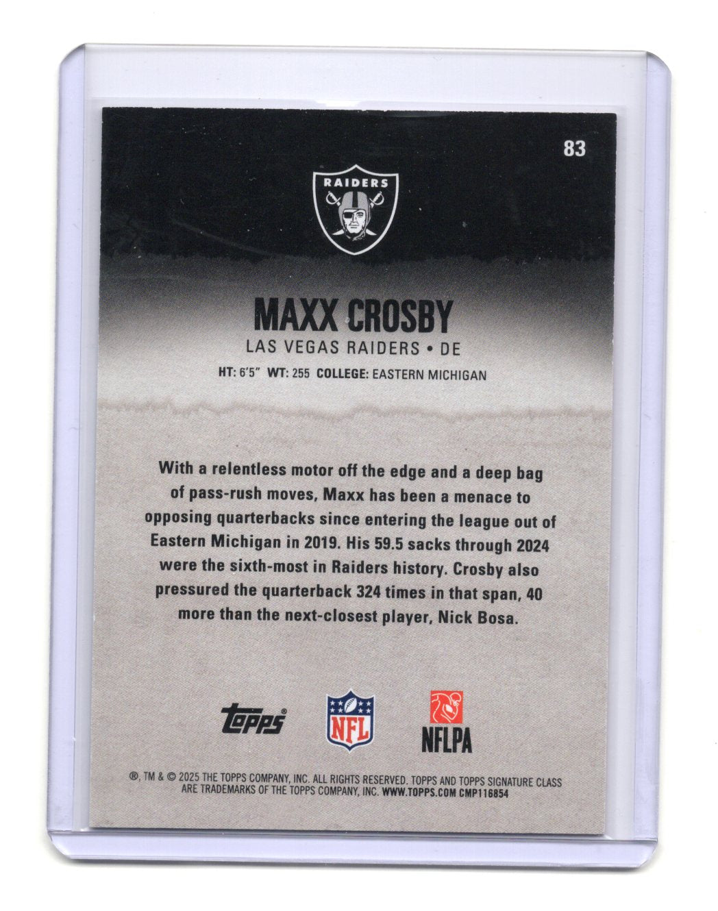 2025 Topps Signature Class Maxx Crosby Card Chrome Red Lava SN Raiders #/25