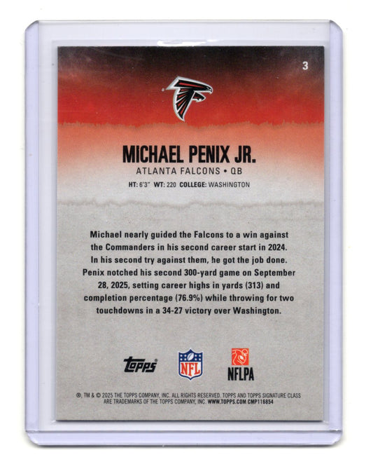 2025 Topps Signature Class Michael Penix Jr. Card Green & Purple Falcons #3