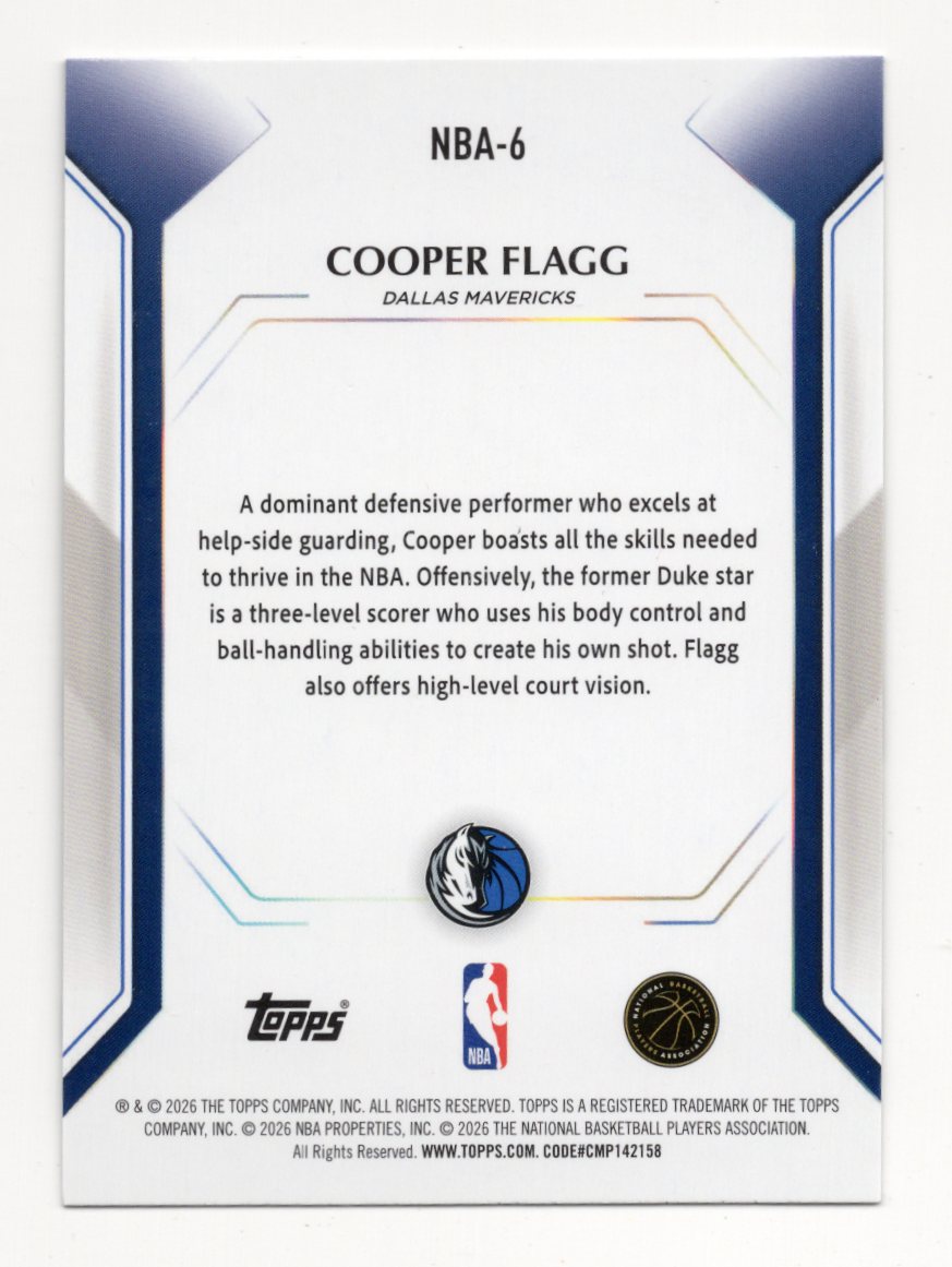 2025-26 Topps Cooper Flagg Card Topps Collector Kit Dallas Mavericks #NBA-6