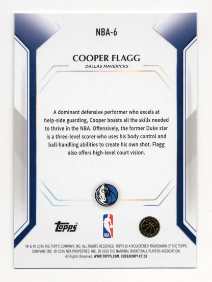 2025-26 Topps Cooper Flagg Card Topps Collector Kit Dallas Mavericks #NBA-6
