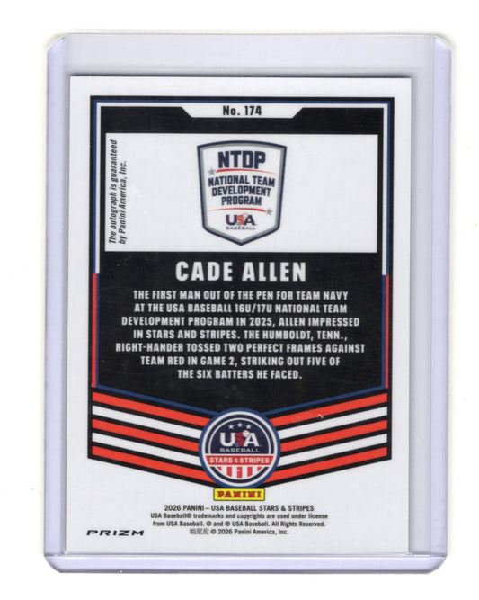 2026 Panini Stars & Stripes Prizm #174 Cade Allen Auto