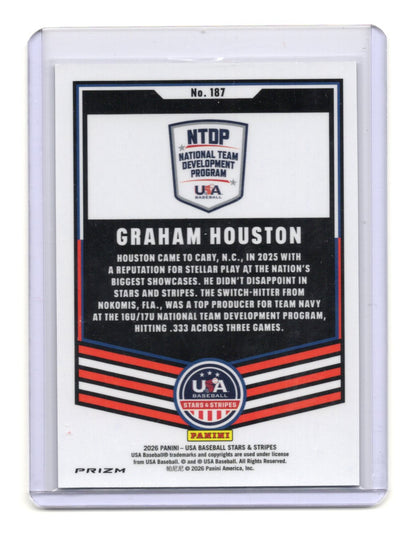 2026 Panini Stars & Stripes Prizm USA Baseball Graham Houston Card USA #187