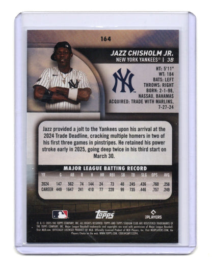 2025 Stadium Club Jazz Chisholm Jr. Card Light Blue Foil  Yankees #164