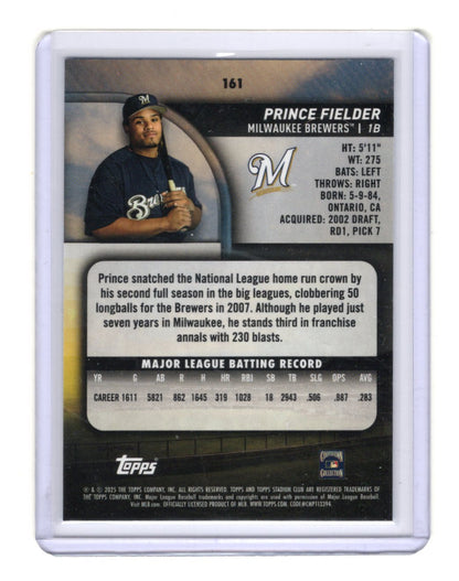2025 Stadium Club Prince Fielder Card Light Blue Foil Milwaukee Brewers #161