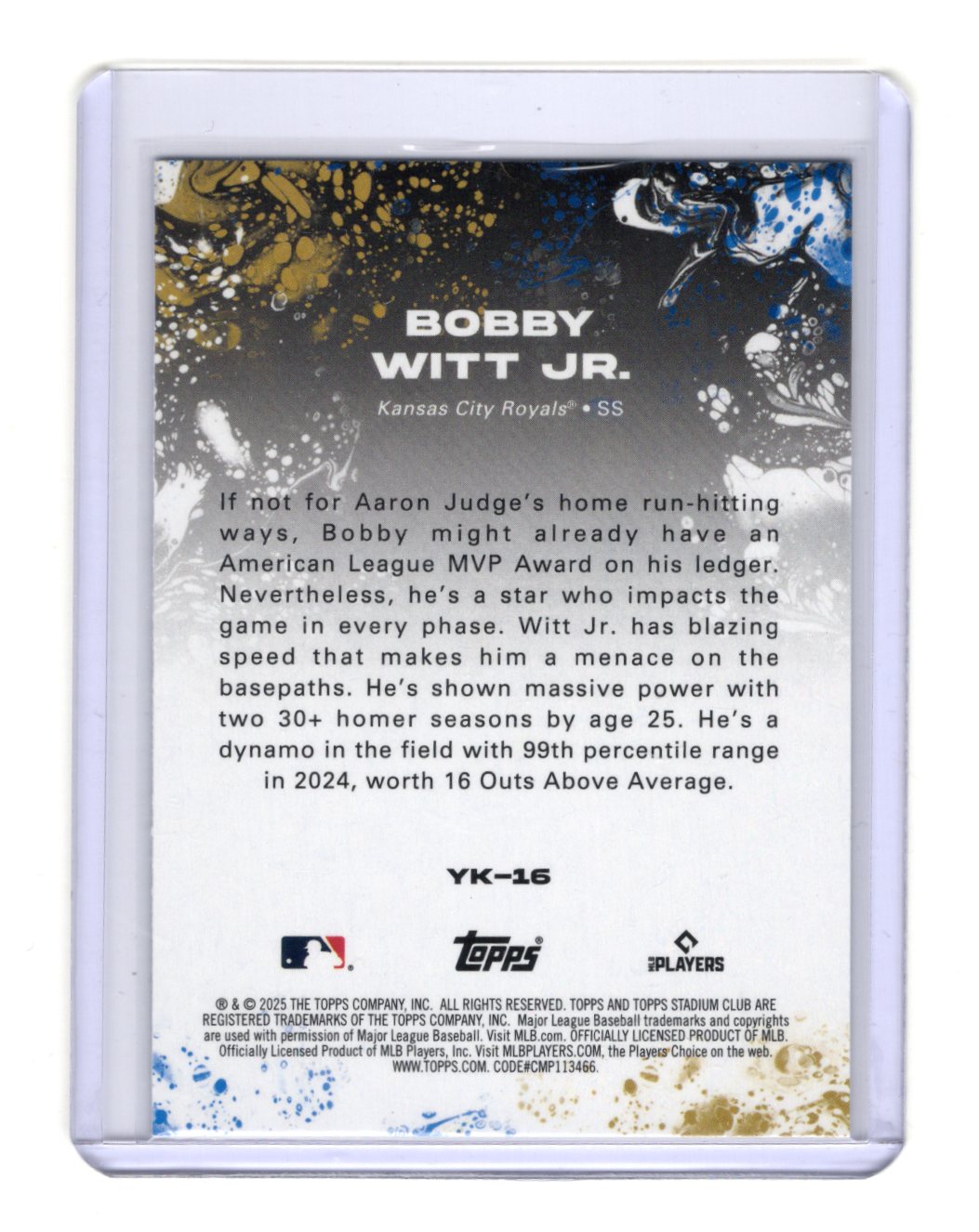 2025 Stadium Club Bobby Witt Jr. Card Yours for the Taking Royals #YK-16