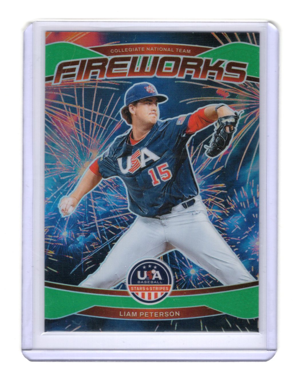 2026 Panini Stars & Stripes Prizm USA Baseball Liam Peterson  Fireworks Green