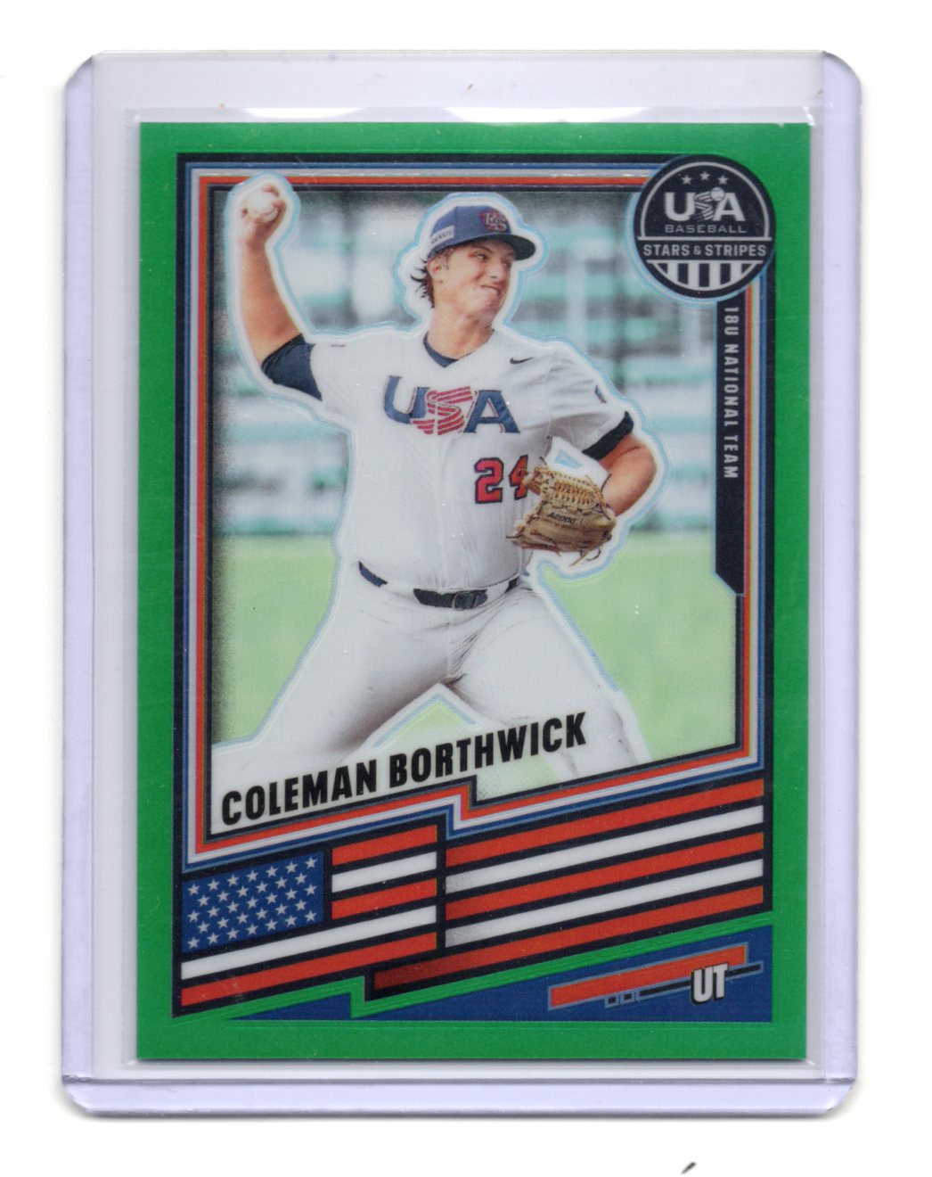 2026 Panini Stars & Stripes Prizm USA Baseball Coleman Borthwick  Green USA #94