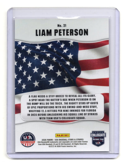 2026 Panini Stars & Stripes Prizm USA Baseball Liam Peterson All-American #21