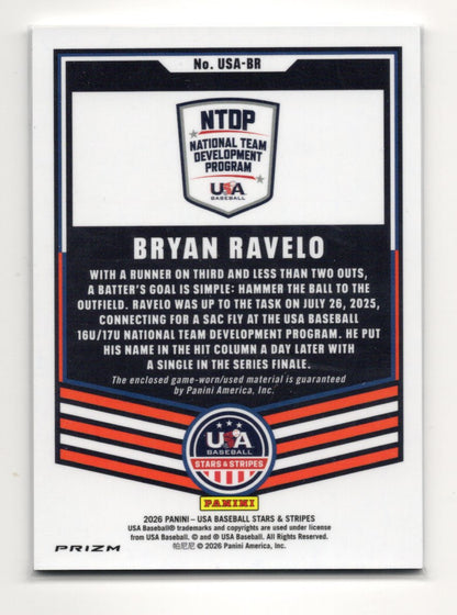 2026 Panini Stars & Stripes Prizm USA Baseball Bryan Ravelo  USA Materials MEM