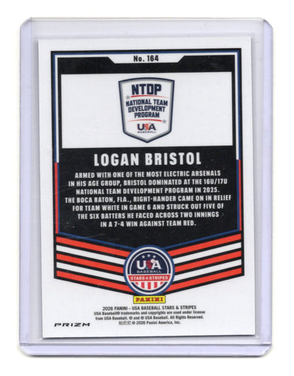 2026 Panini Stars & Stripes Prizm USA Baseball Logan Bristol Card USA #164