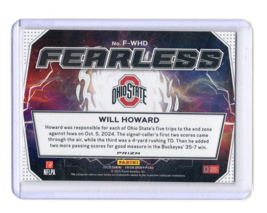 2025 Panini Prizm Draft Picks Will Howard Card Fearless Gold Ice Buckeyes