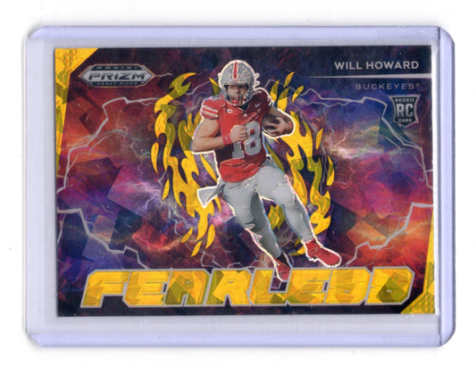 2025 Panini Prizm Draft Picks Will Howard Card Fearless Gold Ice Buckeyes