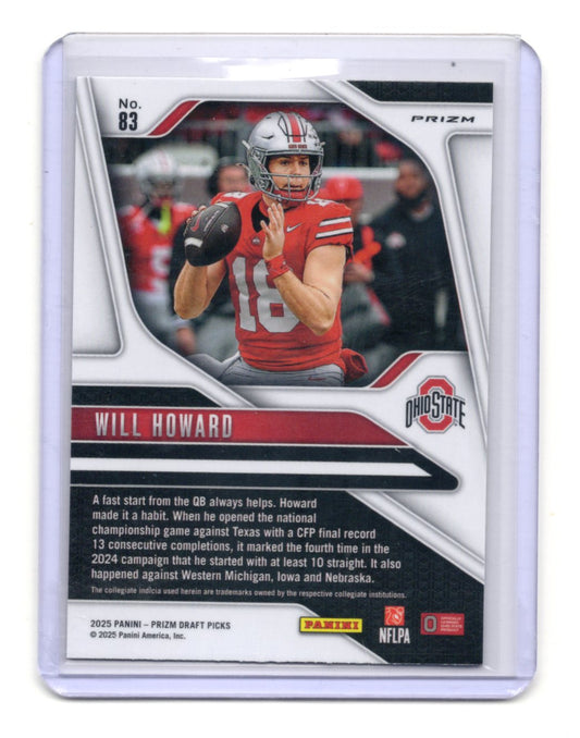 2025 Panini Prizm Draft Picks Will Howard Card Prizms Gold Ice Buckeyes #83