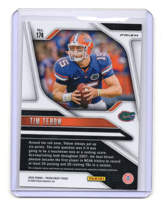 2025 Panini Prizm Draft Picks Tim Tebow Card Prizms Gold Ice Florida Gators #174