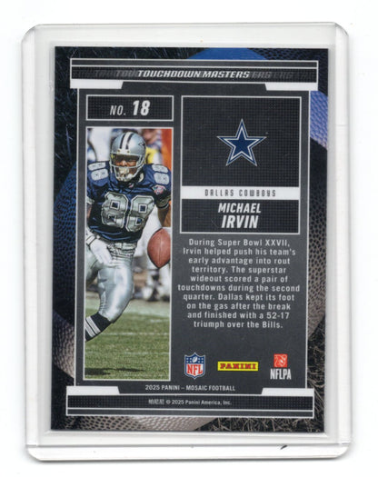 2025 Panini Mosaic Michael Irvin Card Touchdown Masters Dallas Cowboys #18
