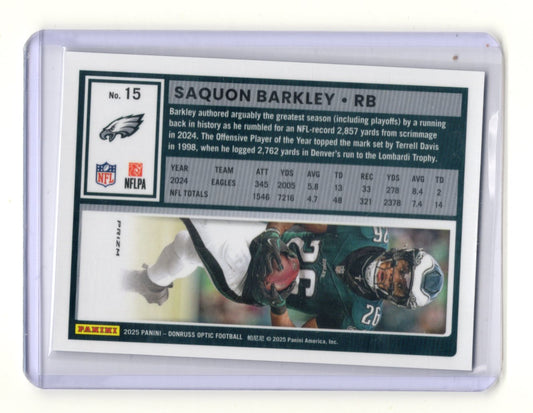 2025 Donruss Optic Saquon Barkley Card Holo Philadelphia Eagles #15