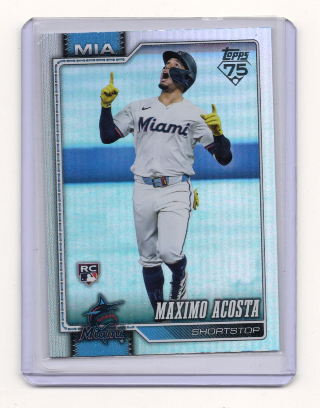 2026 Topps Maximo Acosta Card Topps Foil Pattern Miami Marlins #172