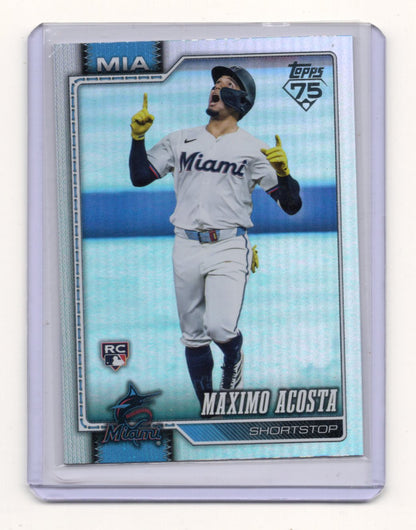 2026 Topps Maximo Acosta Card Topps Foil Pattern Miami Marlins #172