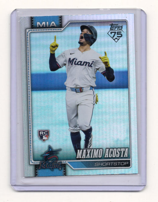 2026 Topps Maximo Acosta Card Topps Foil Pattern Miami Marlins #172