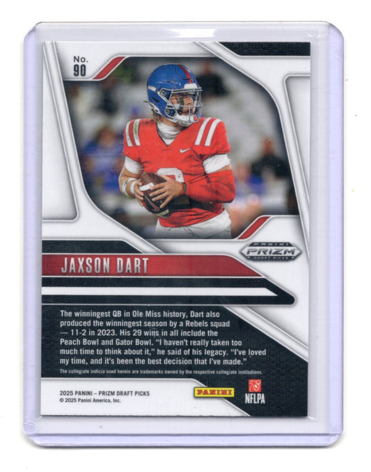 2025 Panini Prizm Draft Picks Jaxson Dart Card Ole Miss Rebels #90
