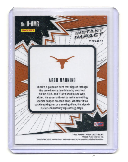 2025 Panini Prizm Draft Picks Arch Manning Card Instant Impact Gold Ice Texas