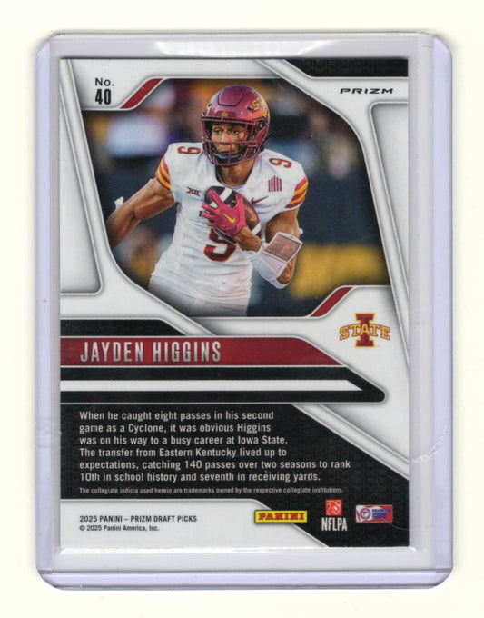 2025 Panini Prizm Draft Picks Jayden Higgins Card Prizms Gold Ice  Cyclones