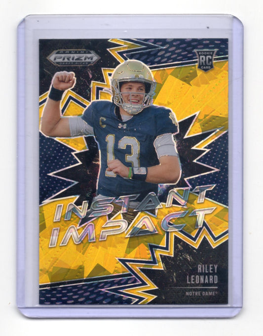 2025 Panini Prizm Draft Picks Riley Leonard Card Instant Impact Gold Ice