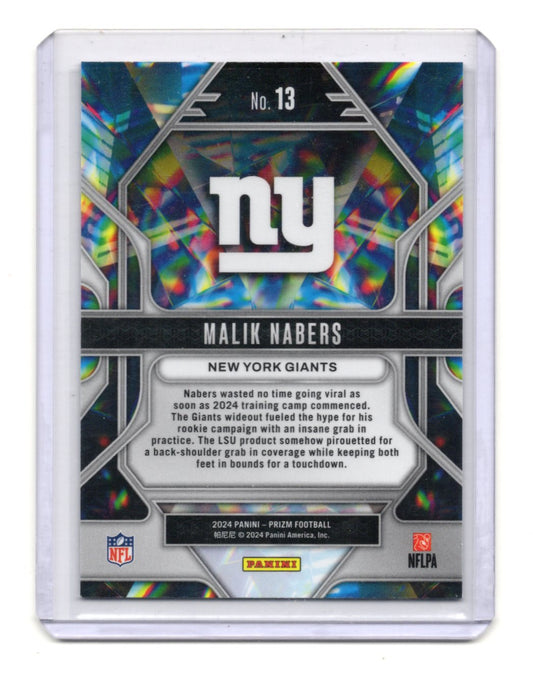 2024 Panini Prizm Malik Nabers Card Prizmatic New York Giants #13