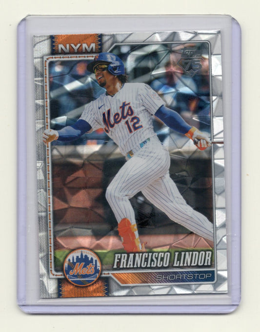 2026 Topps Francisco Lindor Card Topps Foil Pattern New York Mets #123