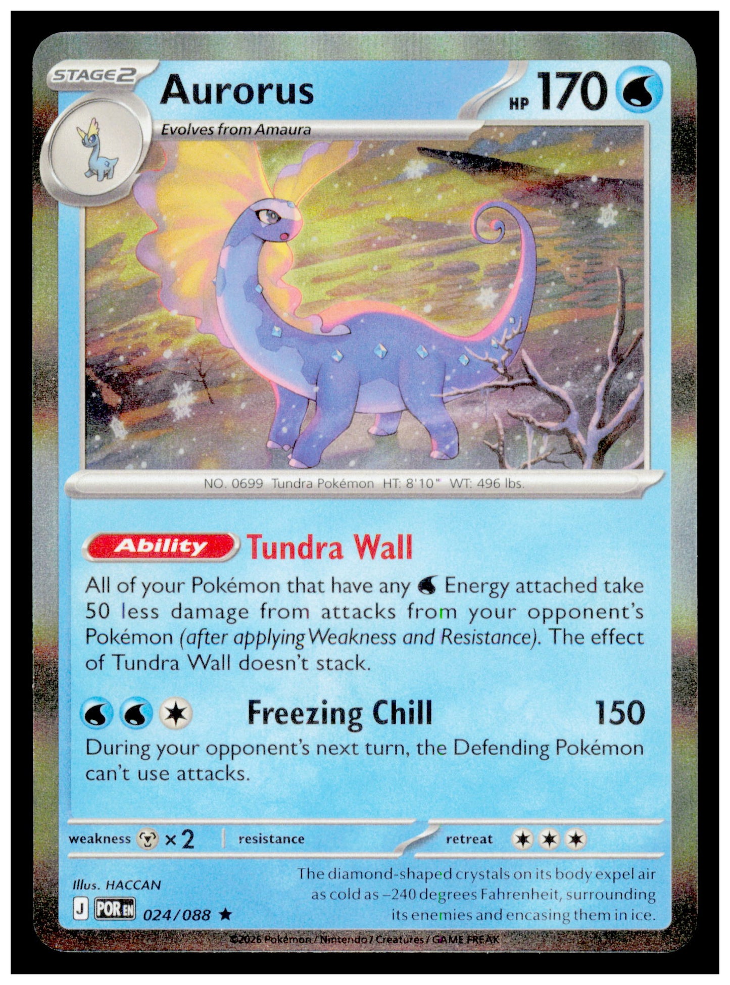 ME03: Perfect Order Aurorus Card Rare,Holo #024/088